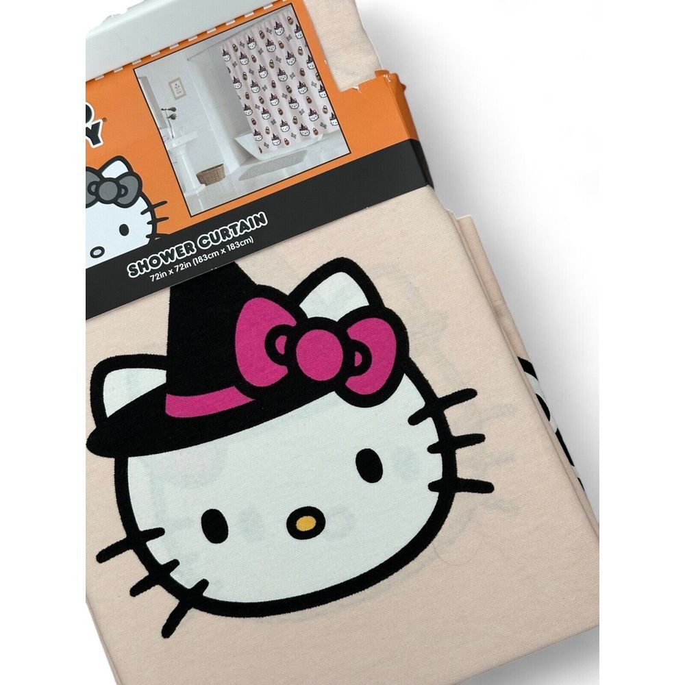 Hello Kitty Sanrio Halloween Witch Cotton Shower Curtain 72x72